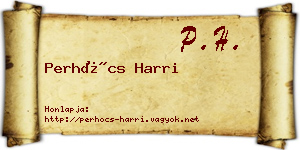 Perhócs Harri névjegykártya
